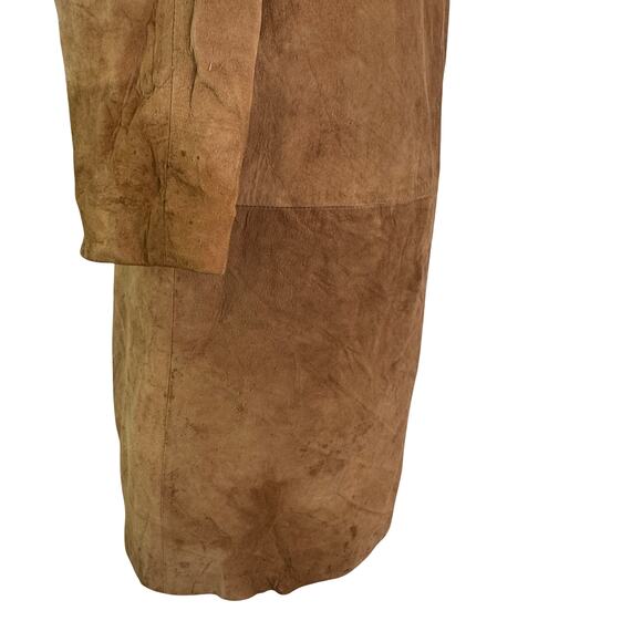 Vintage Brown Suede Coat with Dark Mink Fur Collar XS–S - Picture 7 of 16